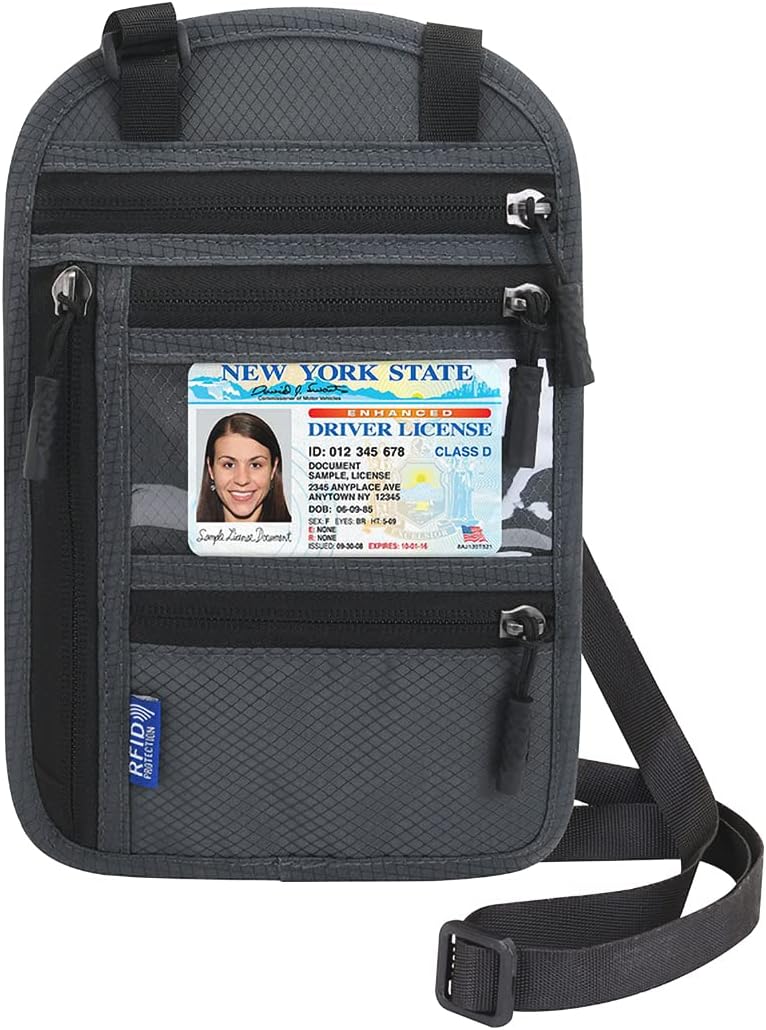 Arouselove Neck Wallet Lightweight RFID Blocking Waterproof Travel Pouch for Women Men - Image 1